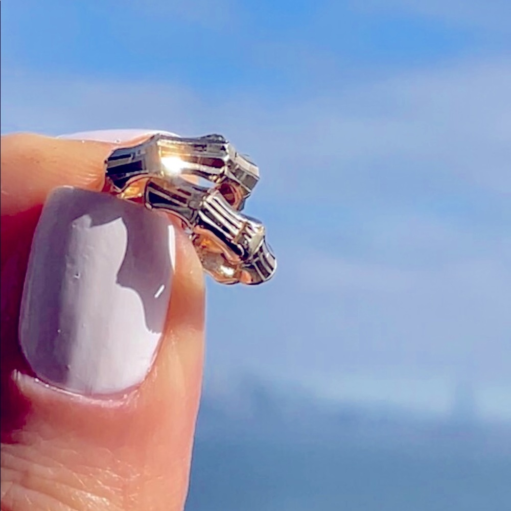 14k Yellow Gold Hexagon Huggies
